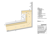 Ridge, mono pitch roof with ventilation outlet, wall connection, pinched seam , structured underlay